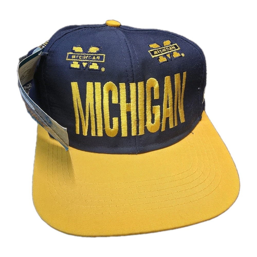 Michigan Wolverines Men's Vintage Eds West Signatures Hat Size 6 3/4 Blue Yellow